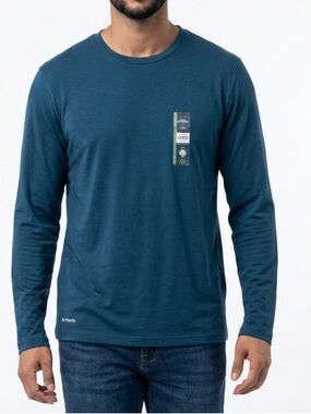 ATHLETIC WORKS Mens‎ Long Sleeve T-Shirt XL Blue Cove DriWorks Moisture Wicking